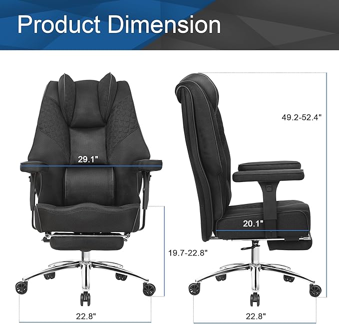 VECELO Big and Tall Office Chair 400lbs, Mesh High Back Computer Chair - Image 3