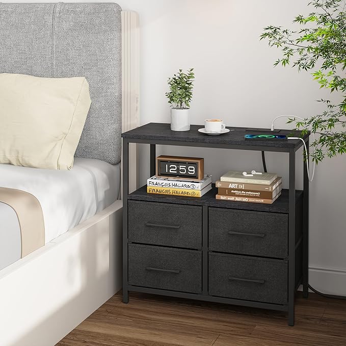 TUTOTAK Large Night Stand with Charging Station, Nightstand with USB and Type-C - Image 5
