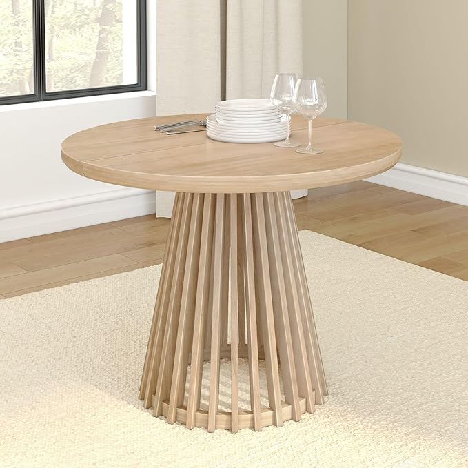 Plank+Beam Lido Round Dining Table, Minimalist Kitchen Table by PlankBeam
