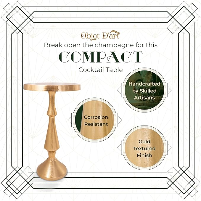 OBJET D'ART Small Round Gold End Tables, Vintage Metal Accent, Coctail and - Image 5