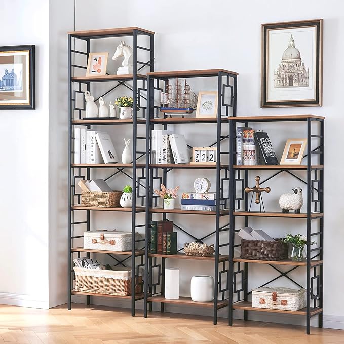 HOMISSUE Bookcase, 6-Tier Tall Bookshelf Metal Bookcase and Bookshelves - Image 3