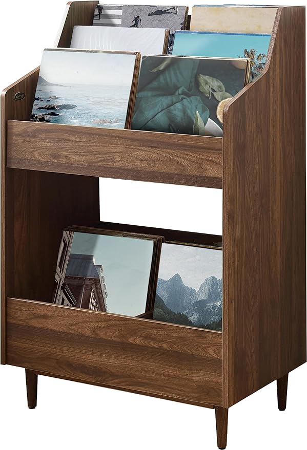 Crosley Furniture Liam Vinyl Record Storage Stand, Tiered Storage Shelves by CrosleyFurniture