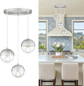 LMS Modern Brushed Nickel 3-Light Cluster Pendant Lights, Mid Century Pendant by LMS