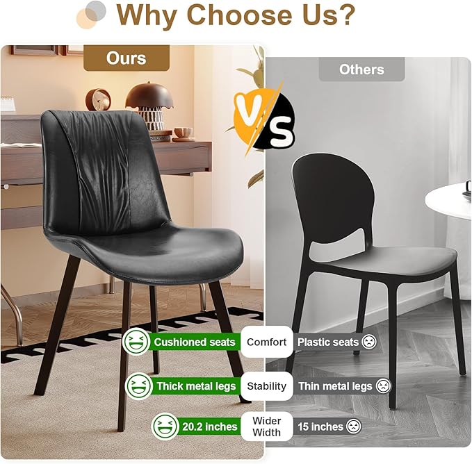 Upholstered Dining Chairs Set of 2, Modern Kitchen & Dining Room Chairs - Image 3