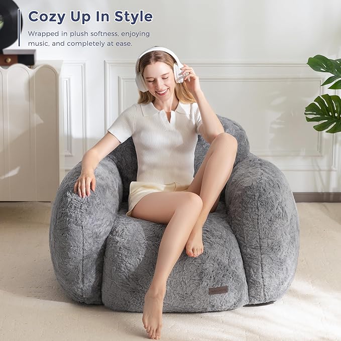 MAXYOYO Bean Bag Chair, Comfy Pebble Shaped Single Bean Bag Sofa - Image 7