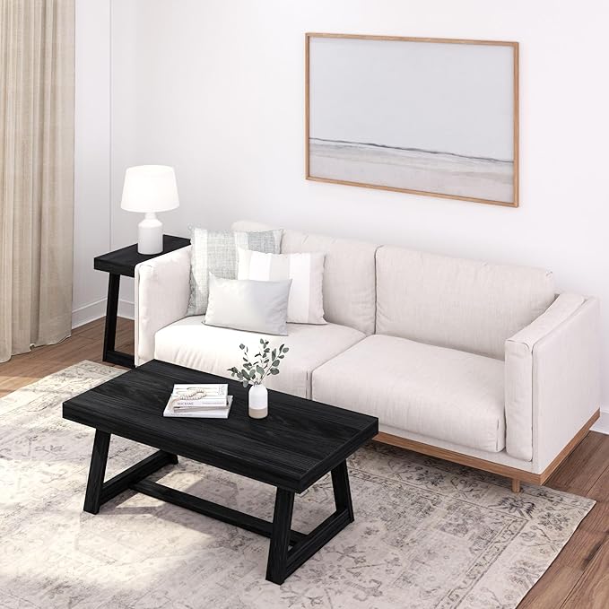 Plank+Beam Classic Rectangular Coffee Table, 48 Inch Farmhouse Coffee Table - Image 8
