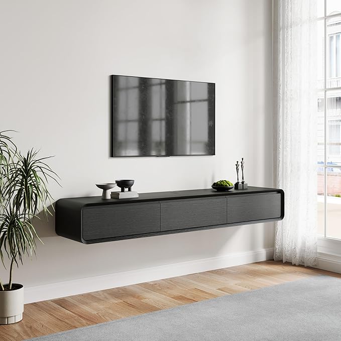 POVISON Fully-Assembled Minimalist Floating TV Stand, Modern Wall-Mounted by POVISON