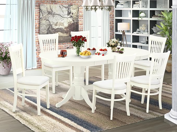 East West Furniture VAVA7-LWH-C 7 Piece Modern Dining Table Set Consist of an - Image 2