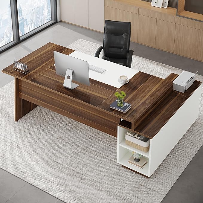 Tribesigns L-Shaped Executive Office Desk, 70.5-Inch Mid-Century Modern - Image 8