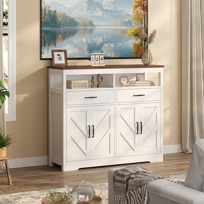 Buffet Sideboard with Storage Farmhouse with 4 Doors, Dining Room - Image 7