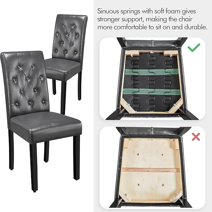 Yaheetech Dining Chairs Set of 2 Modern Style Faux Leather Dining Room Chairs - Image 7