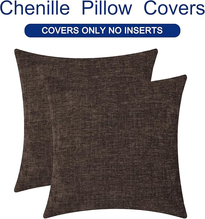 CaliTime Throw Pillow Covers Decorative 26 X 26 Inches Pack of 2 Cozy Chenille - Image 6