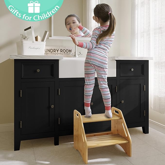 AMBIRD Wooden Step Stool, Two Step Stools Toddler 300 lbs Capacity - Image 9