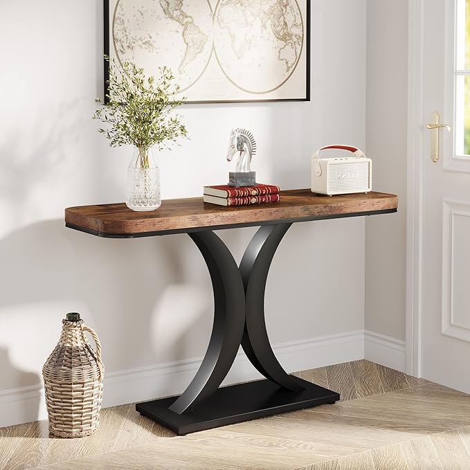 LITTLE TREE Industrial Entryway Console Table, Compact Foyer Hallway Accent - Image 2