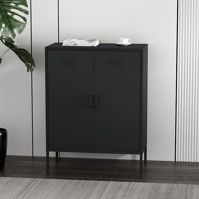 Manhattan Comfort Naomi Modern Metal Accent Cabinet, Minimalist Storage Cabinet - Image 2