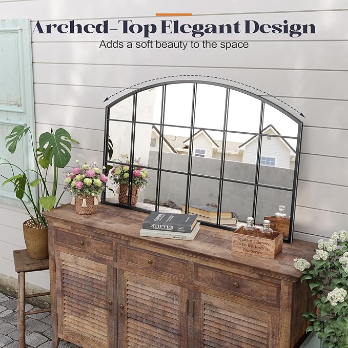 Wide Window Pane Mirror, Grid Large Decorative Wall Mirrors - Image 3