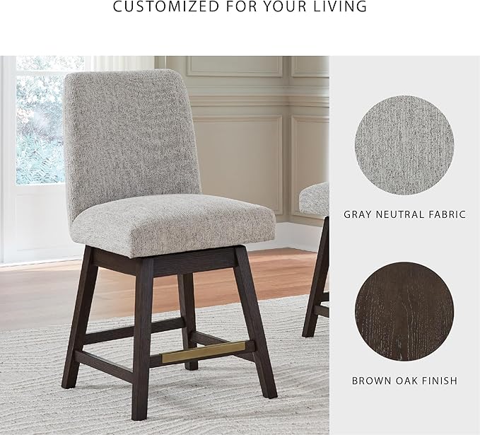Signature Design by Ashley Burkhaus Urban Counter Height Upholstered Swivel Bar - Image 5