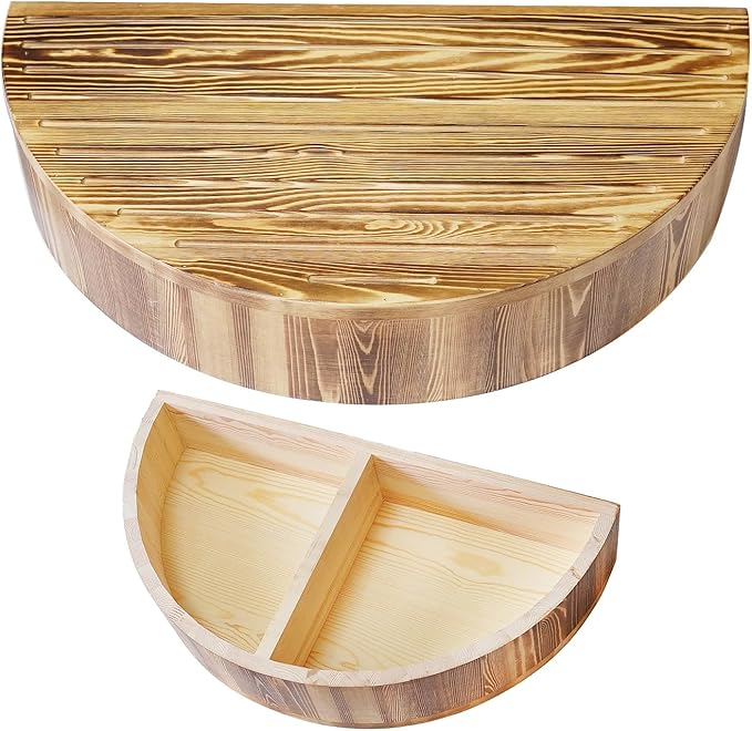 Solid Wooden One Step Stool, 5.2" High Semicircular Wood Bed Step by Unknown