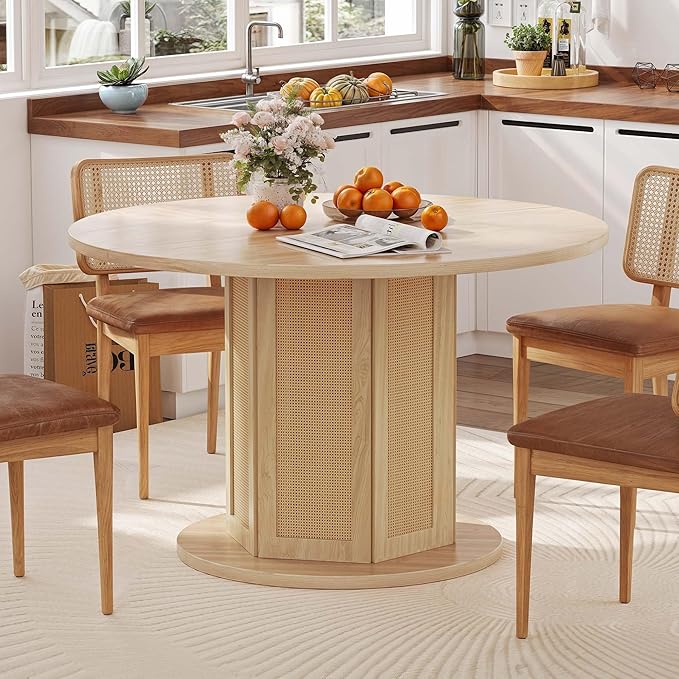 DWVO Round Dining Table for 4-6 People 47 Inch Farmhouse Kitchen Table - Image 7