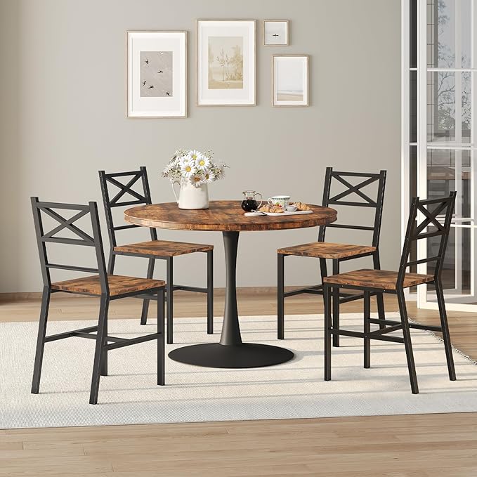 Dining Chair Set of 2, Rustic Wooden Kitchen Chairs - Image 4