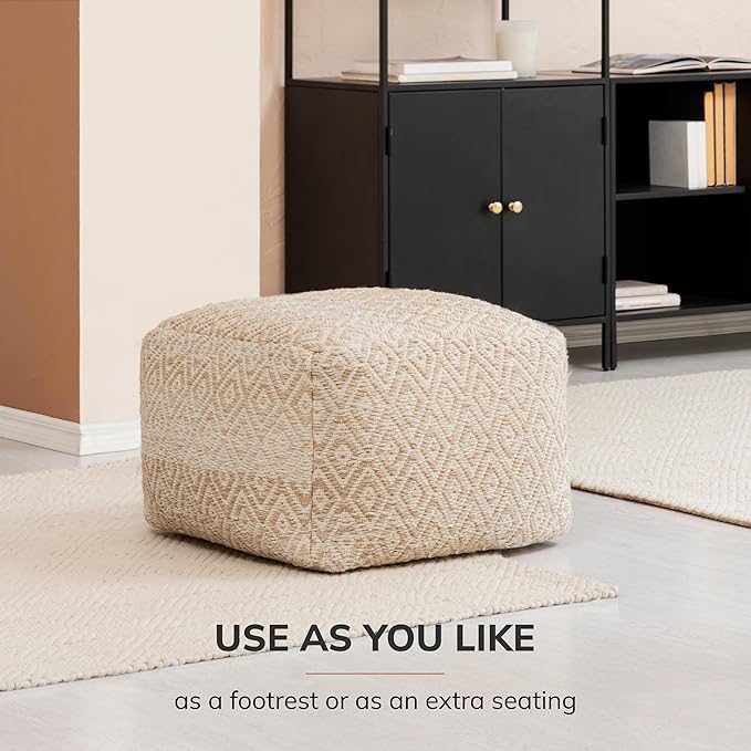 Anji Mountain 22"x22"x16" Handmade & Handcrafted Ottoman Pouf Comfortable Pouf - Image 7