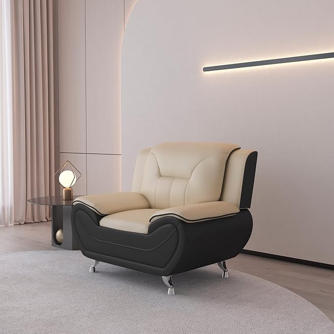 Container Furniture Direct Michael Modern Faux Leather Upholstered Stainless - Image 5
