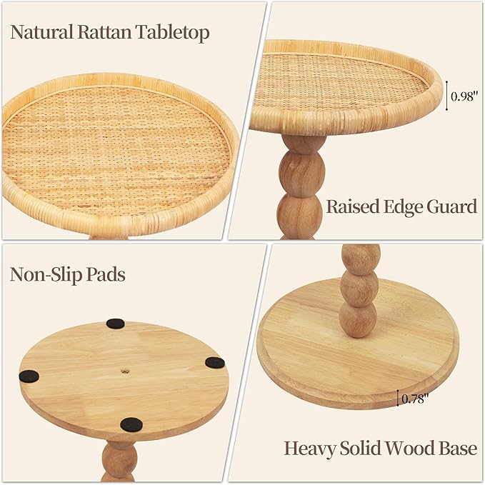 Round Side Table, Solid Wood Small Drink Table - Image 6