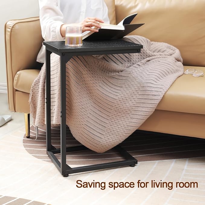 AMHANCIBLE C Shaped End Table, Couch Tables That Slide Under, TV Tray Snack - Image 2