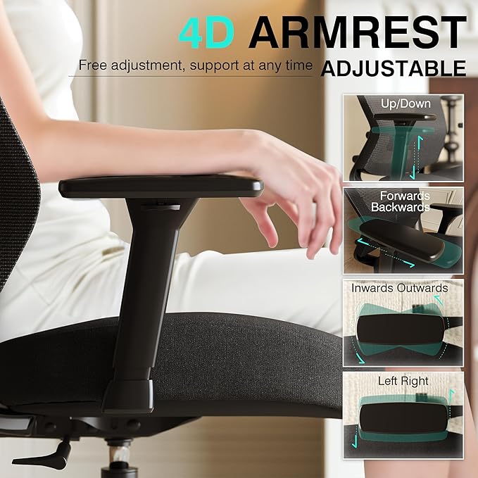 T96C Ergonomic Home Office Chair, Mesh Computer Desk Chair - Image 4