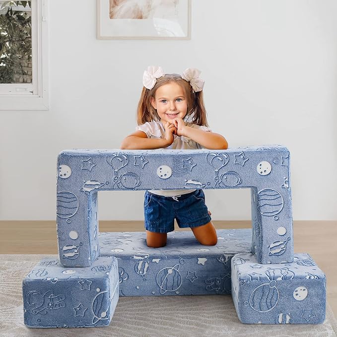 MeMoreCool Glow in The Dark Space Kids Modular Play Couch, Bedroom and Playroom - Image 7