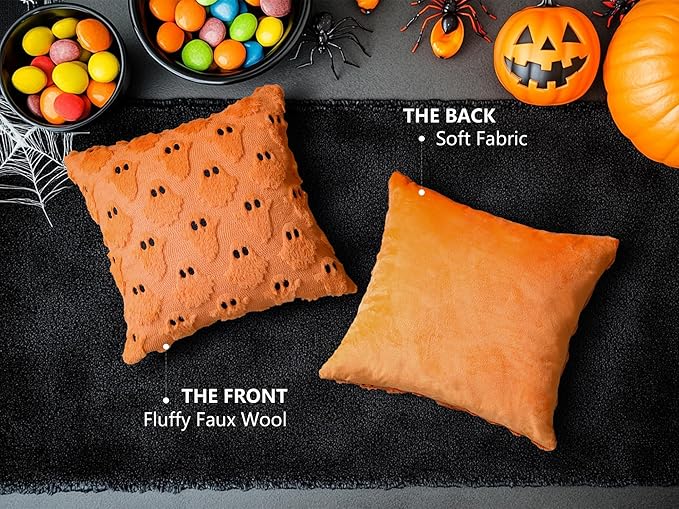 4TH Emotion Halloween Ghost Decorative Pillow Covers 20x20 Set of 2 - Image 5