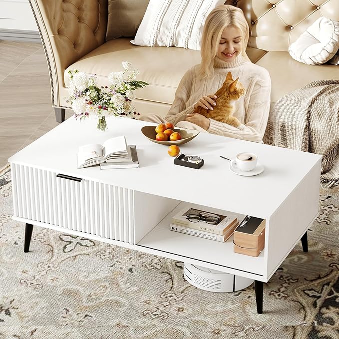 41.34''D Coffee Table, 2-Tiers Farmhouse Coffee Tables - Image 7