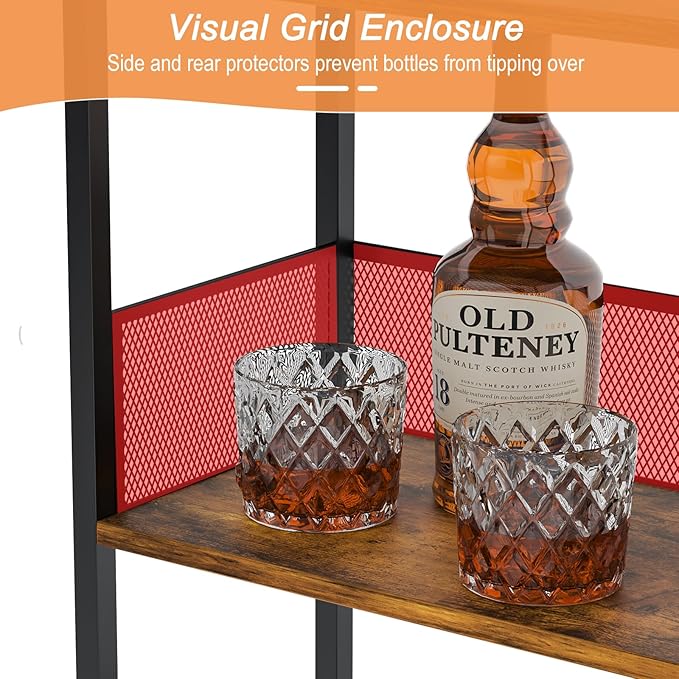 Wine Rack Freestanding Floor:4 Tier Whiskey Wine Rack Mini Bar Cart, Liquor - Image 7