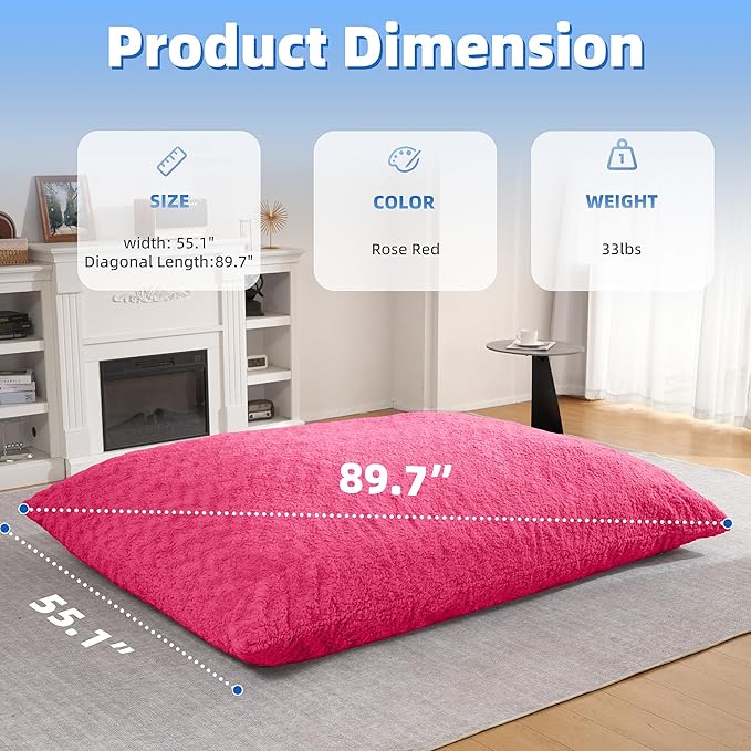 HABUTWAY 4 in 1 Bean Bag Chair, Giant Memory Foam Filling Bean Bag Sofa - Image 2
