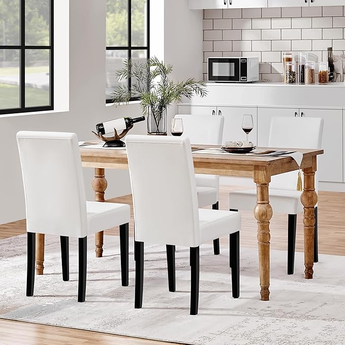 Yaheetech Dining Chairs Set of 4 PU Leather Upholstered Parsons Dining Chairs - Image 7