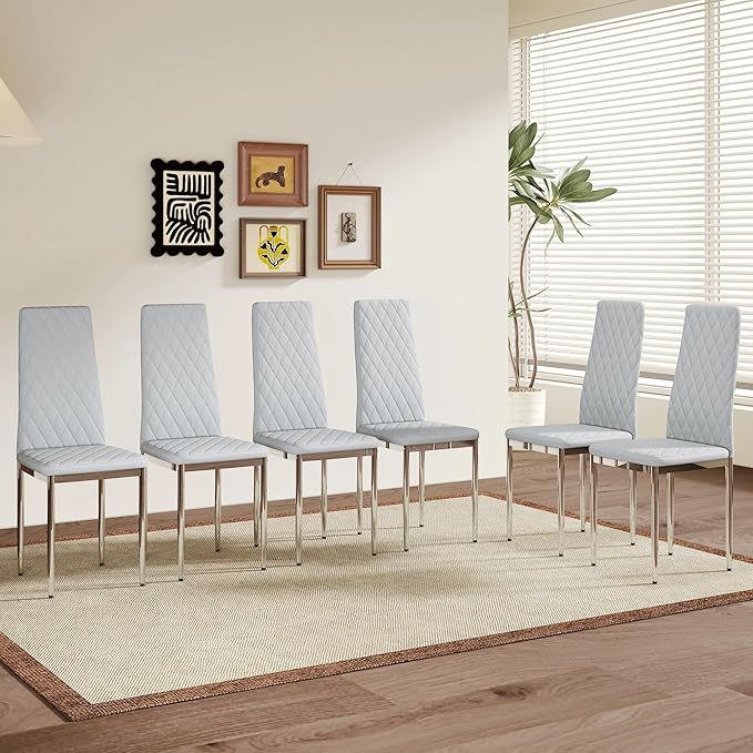 JT Modern Minimalist Dining Chair Fireproof Leather Sprayed Metal Pipe Diamond by JT
