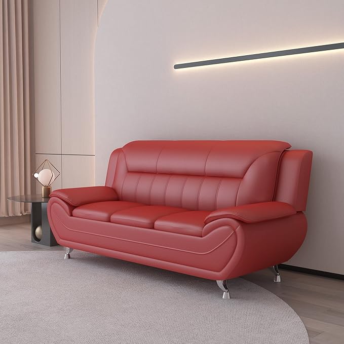 Container Furniture Direct Michael Modern Faux Leather Upholstered Stainless - Image 4