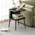 Black Modern Side Table, 2 Tier Small End Tables Bedroom, Metal Side Tables by BAOGELIYA