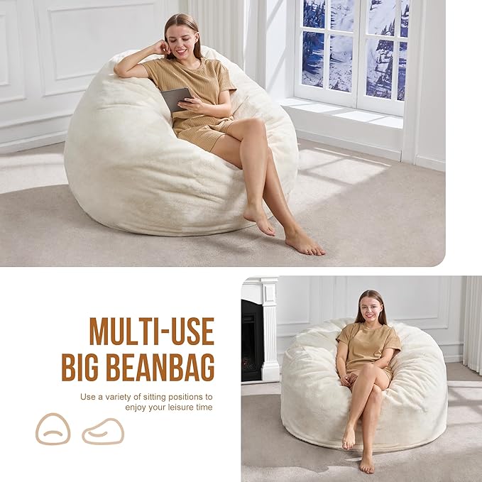 Hobestluk 4FT Bean Bag Chairs for Adults Large Beanbag Chair - Image 5
