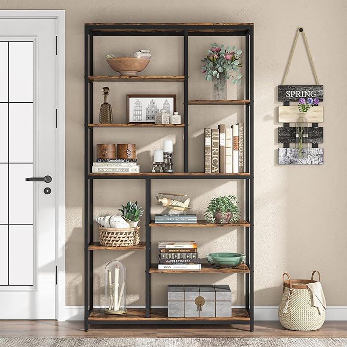 Tribesigns 79 inches Tall Bookshelf Bookcase, 8-Tier Staggered Bookcase - Image 3