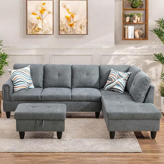 L Shaped Sectional Couches for Living Room, Modern Modular Sectional Sofa by FONTOI