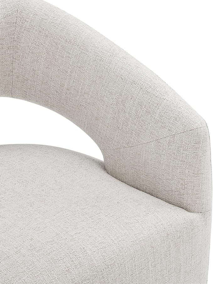 Upholstered Dining Chairs with Casters No Assembly Modern Barrel Armchair with - Image 5