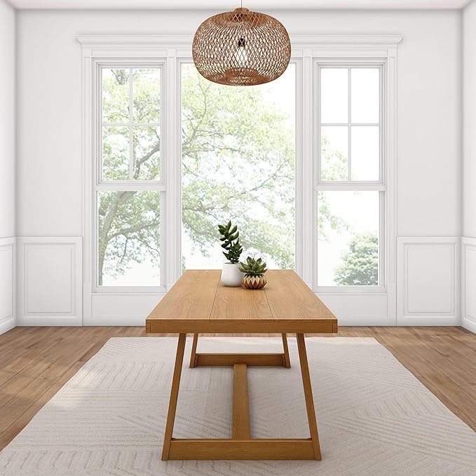 Plank+Beam 84 Inch Farmhouse Dining Table, Solid Wood Rustic Kitchen Table - Image 5
