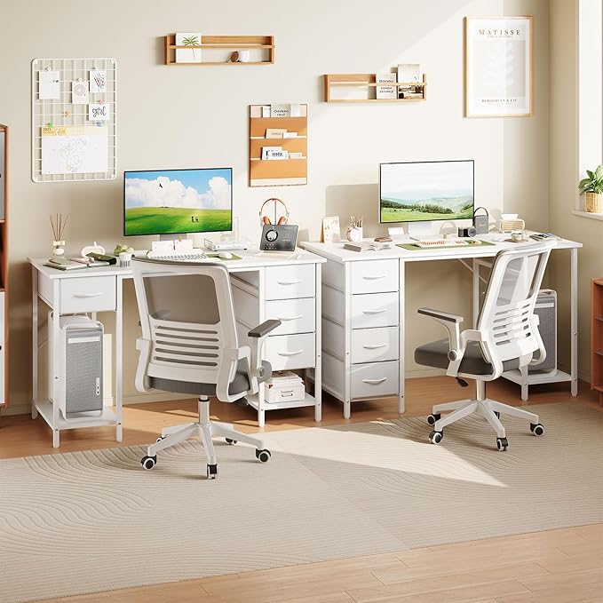 Computer Desk with 4 Drawers, 47 Inch Office Table with Storage, Gaming with - Image 7