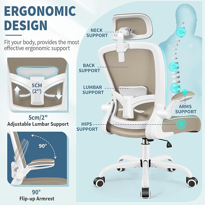 FelixKing Ergonomic Office Chair, Headrest Desk Chair Office Chair - Image 4