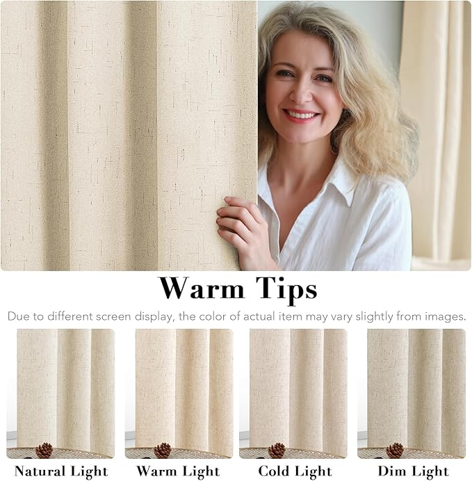 H.VERSAILTEX Linen Blackout Curtains Durable Thick Textured Linen Look 100% - Image 5