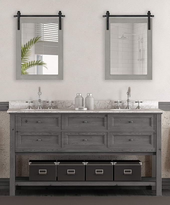 Kate and Laurel Cates Farmhouse Wood Framed Wall Mirror, 18 x 26, Barn - Image 2