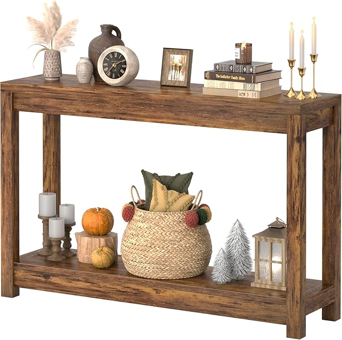 47" Farmhouse Wood Entryway Table Narrow Console Table by Besiost