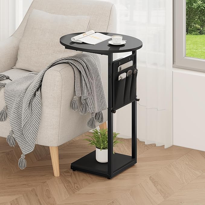 Vagusicc C Shaped End Table, Adjustable Height Small Side Table - Image 7