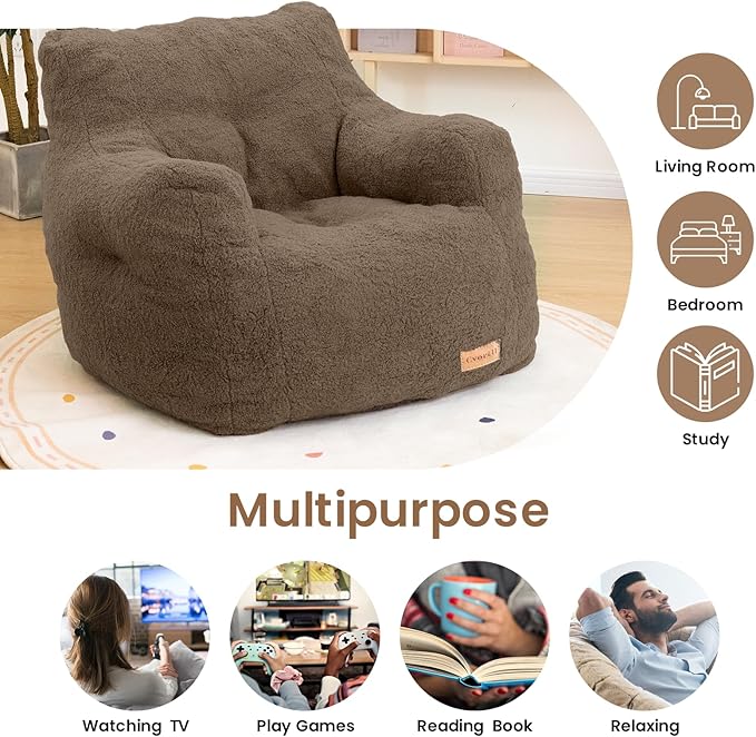 Bean Bag Chair with Filler, Bean Bag Sofa with Tufted Soft Stuffed Filling - Image 7